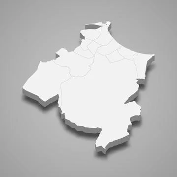 3d isometric map of Ben Arous is a Governorate of Tunisia Stock-Illustration