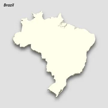 3d isometric map of Brazil isolated with shadow 스톡 일러스트