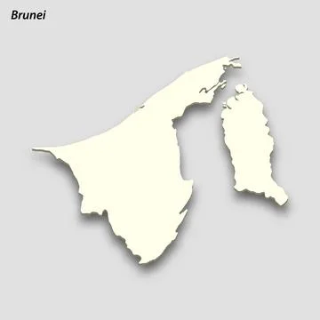 3d isometric map of Brunei isolated with shadow Illustrazione stock