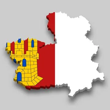 3d isometric Map of Castile La Mancha is a region of Spain Stock Illustration
