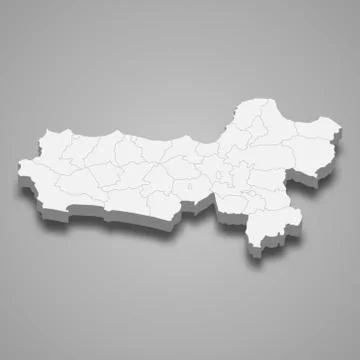 3d isometric map of Central Java is a province of Indonesia Stock Illustration