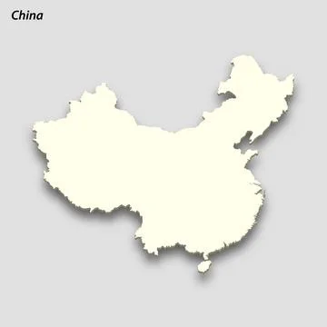 3d isometric map of China isolated with shadow 스톡 일러스트
