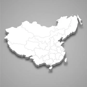 3d isometric map of China Qing dynasty isolated with shadow Illustrazione stock