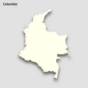 3d isometric map of Colombia isolated with shadow 스톡 일러스트