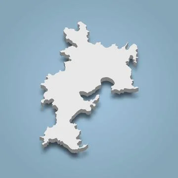 3d isometric map of Comodo is an island in Indonesia Stock Illustration