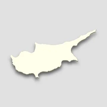 3d isometric map of Cyprus isolated with shadow Stock Illustration