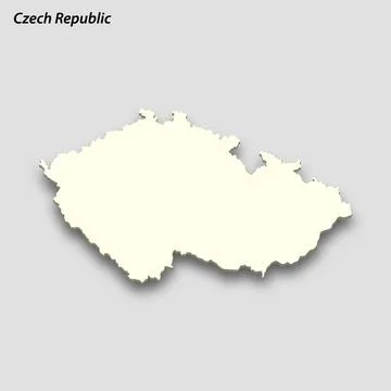 3d isometric map of Czech Republic isolated with shadow 스톡 일러스트