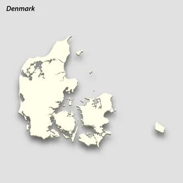 3d isometric map of Denmark isolated with shadow Illustrazione stock