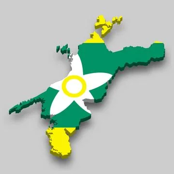 3d isometric Map of Ehime is a prefecture of Japan Stock-Illustration