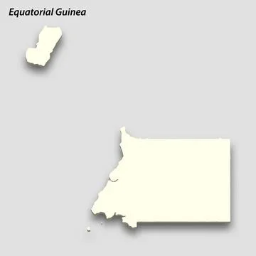3d isometric map of Equatorial Guinea isolated with shadow Illustrazione stock