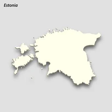 3d isometric map of Estonia isolated with shadow Illustrazione stock