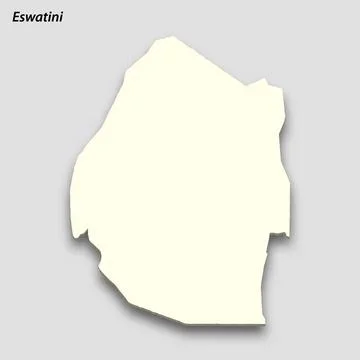 3d isometric map of Eswatini isolated with shadow Illustrazione stock