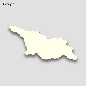 3d isometric map of Georgia isolated with shadow Illustrazione stock
