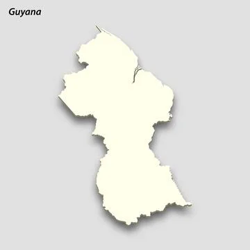 3d isometric map of Guyana isolated with shadow 스톡 일러스트