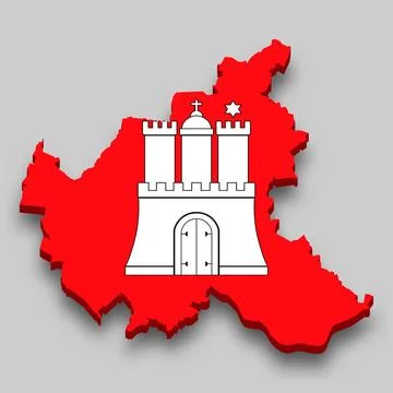 3d isometric Map of Hamburg is a state of Germany Иллюстрация