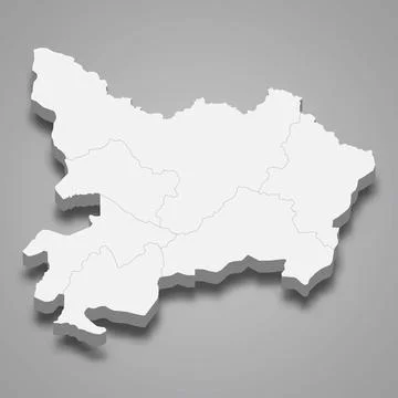 3d isometric map of Haut-Uele is a region of DR Congo Stock Illustration