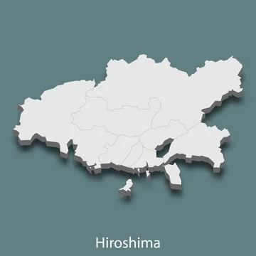 3d isometric map of Hiroshima is a city of Japan Illustrazione stock