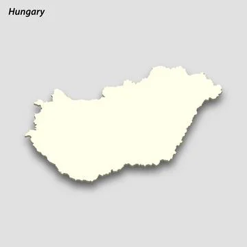 3d isometric map of Hungary isolated with shadow Illustrazione stock