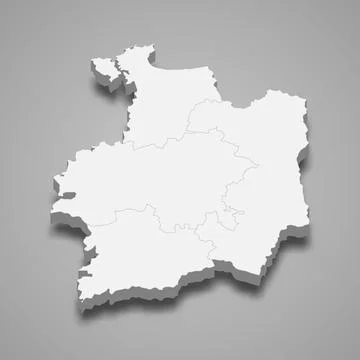 3d isometric map of Ille-et-Vilaine is a department in France Stock-Illustration