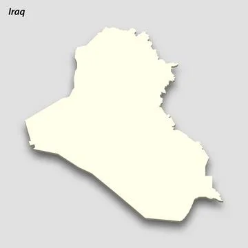 3d isometric map of Iraq isolated with shadow 스톡 일러스트