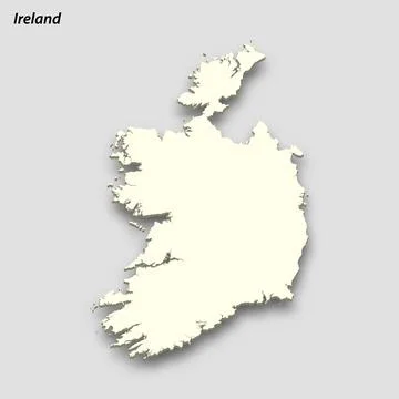 3d isometric map of Ireland isolated with shadow Stock-Illustration