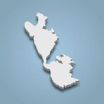 3d isometric map of Ithaca is an island in Ionian Islands Stock Illustration