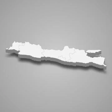 3d isometric map of Java is a island of Indonesia Stock Illustration