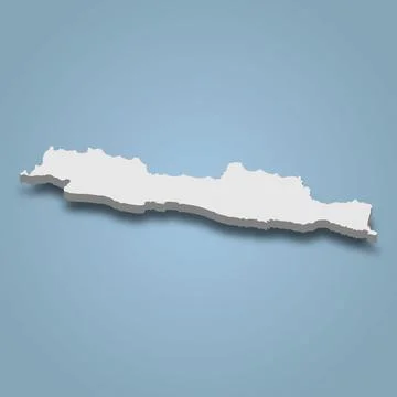 3d isometric map of Java is an island in Indonesia Stock Illustration