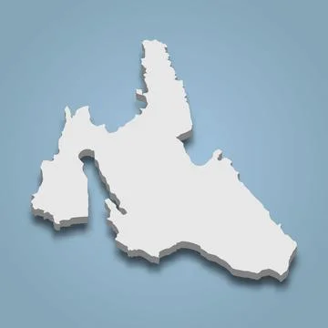 3d isometric map of Kefallinia is an island in Ionian Islands イラスト素材