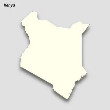 3d isometric map of Kenya isolated with shadow Illustrazione stock