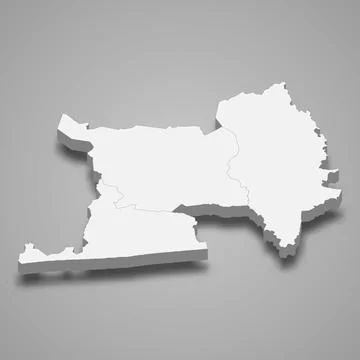 3d isometric map of Lagunes is autonomous districts of Ivory Coast Stock-Illustration