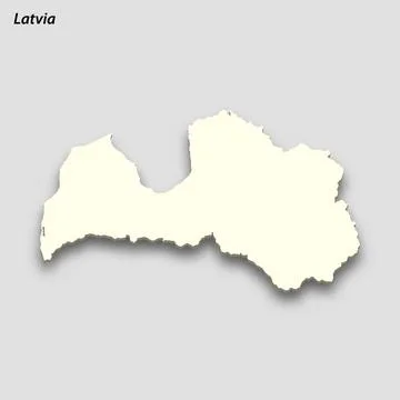 3d isometric map of Latvia isolated with shadow Illustrazione stock