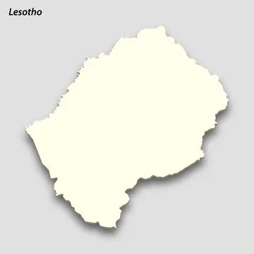 3d isometric map of Lesotho isolated with shadow Illustrazione stock