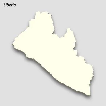 3d isometric map of Liberia isolated with shadow Illustrazione stock