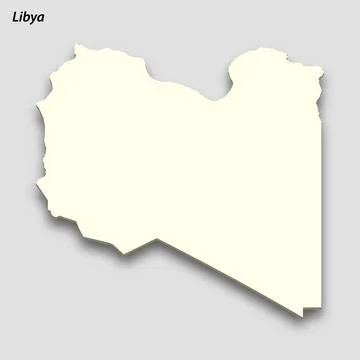 3d isometric map of Libya isolated with shadow Stock Illustration