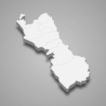 3d isometric map of Lima is a region of Peru Stock Illustration