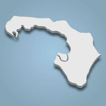 3d isometric map of Little St. Simons is an island in Golden Isles, Georgia Stock Illustration