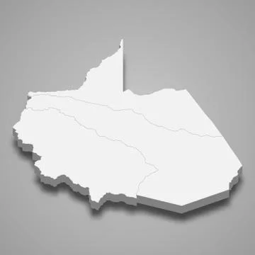 3d isometric map of Madre de Dios is a region of Peru Stockillustratie