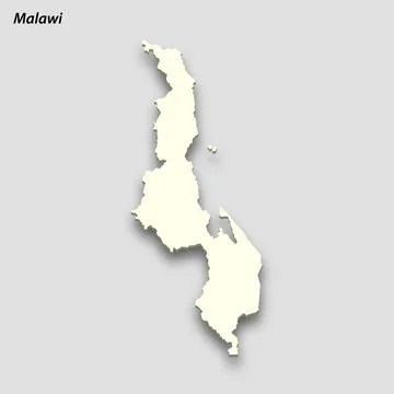 3d isometric map of Malawi isolated with shadow Stock Illustration