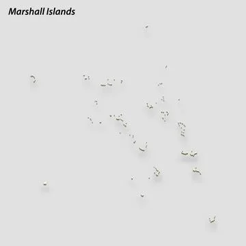 3d isometric map of Marshall Islands isolated with shadow Illustrazione stock