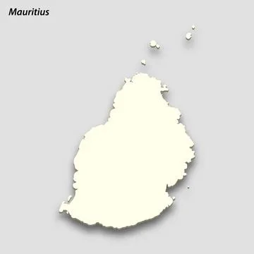 3d isometric map of Mauritius isolated with shadow Illustrazione stock