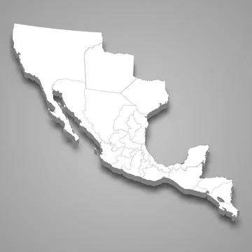 3d isometric map of Mexican Empire isolated with shadow Stock Illustration