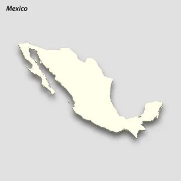 3d isometric map of Mexico isolated with shadow Illustrazione stock