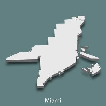 3d isometric map of Miami is a city of United States Stock Illustration