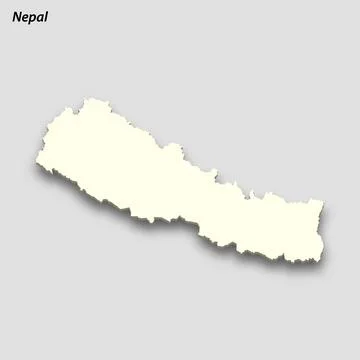 3d isometric map of Nepal isolated with shadow Illustrazione stock