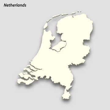 3d isometric map of Netherlands isolated with shadow Illustrazione stock