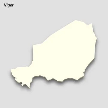 3d isometric map of Niger isolated with shadow Stock Illustration