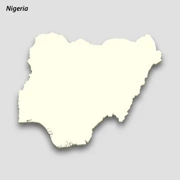 3d isometric map of Nigeria isolated with shadow Illustrazione stock