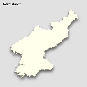 3d isometric map of North Korea isolated with shadow Illustrazione stock