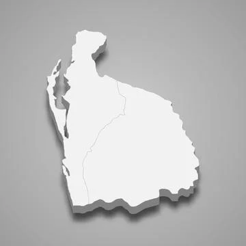 3d isometric map of North Western Province of Sri Lanka Stock-Illustration